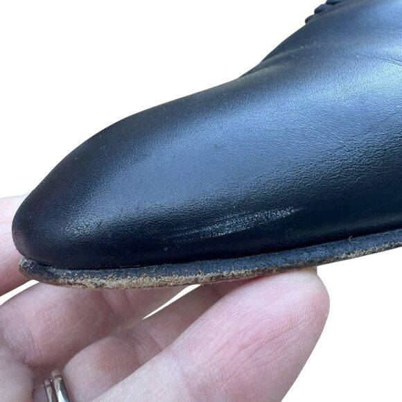 Loewe Black Leather Mules Flats Slip On Size 38 Pointed Toe Designer Old Money - Picture 10 of 13